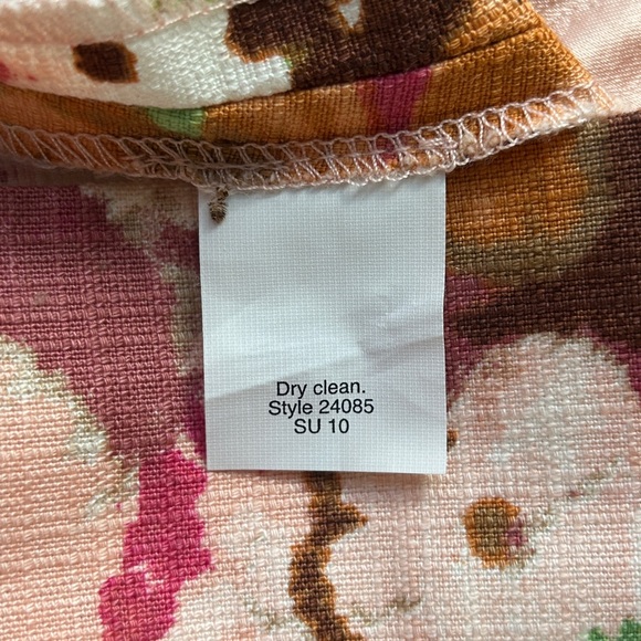 💐 J Crew Floral Skirt 4 Linen Texture Pink Brown White Spring Summer NICE! - Picture 7 of 8